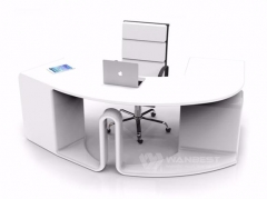 round office desk white color simple design