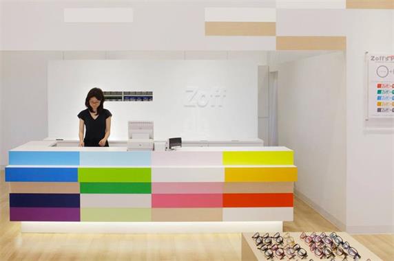Colorful store cashier reception counter