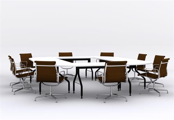Many People Large Round Conference Room Tables Desk