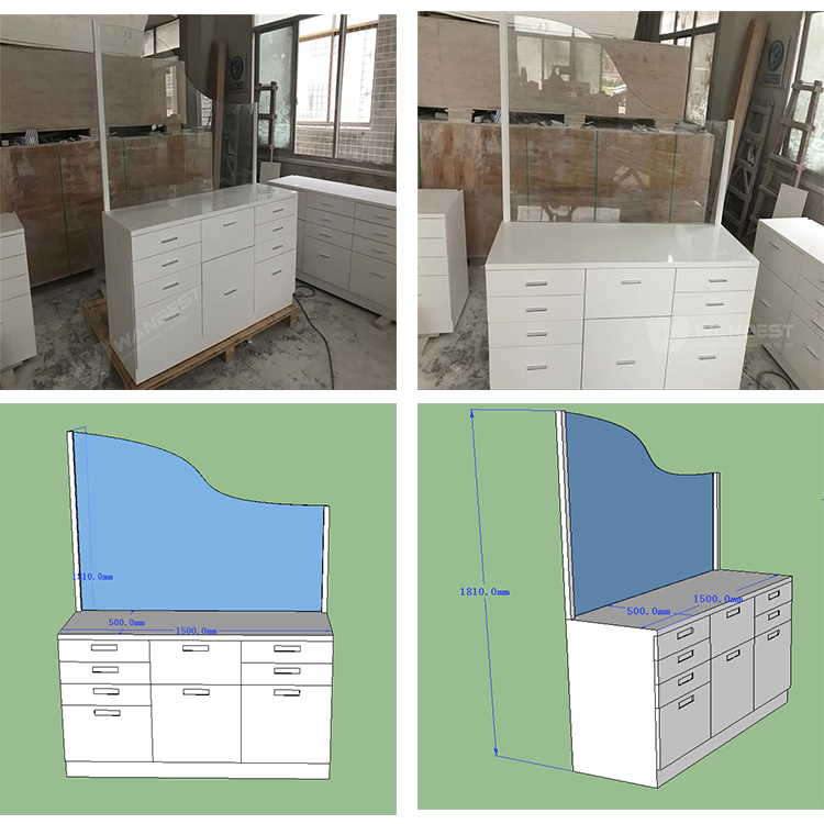 Office desk with tempered glass  