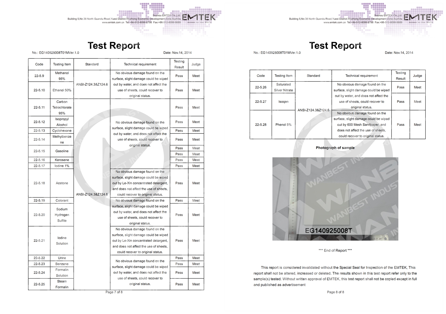 test result