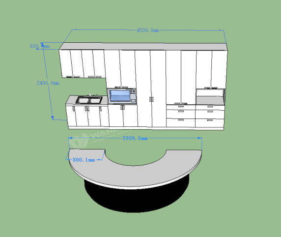 White black half round artificial stone kitchen counter