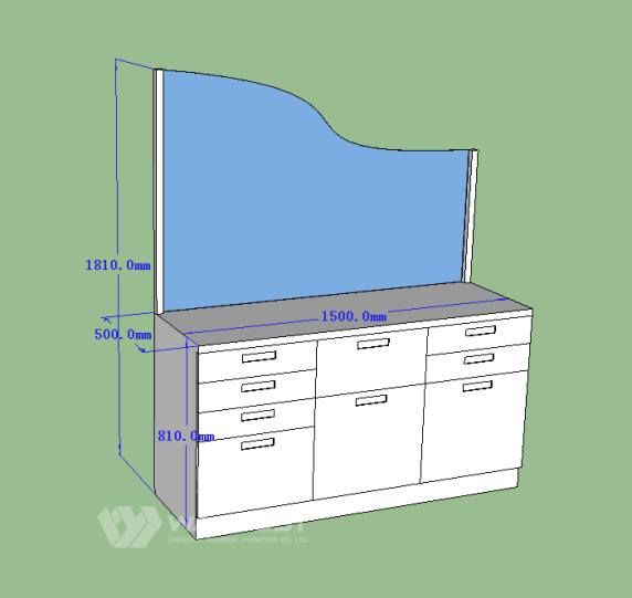 Hospital specialized office desk with tempered glass