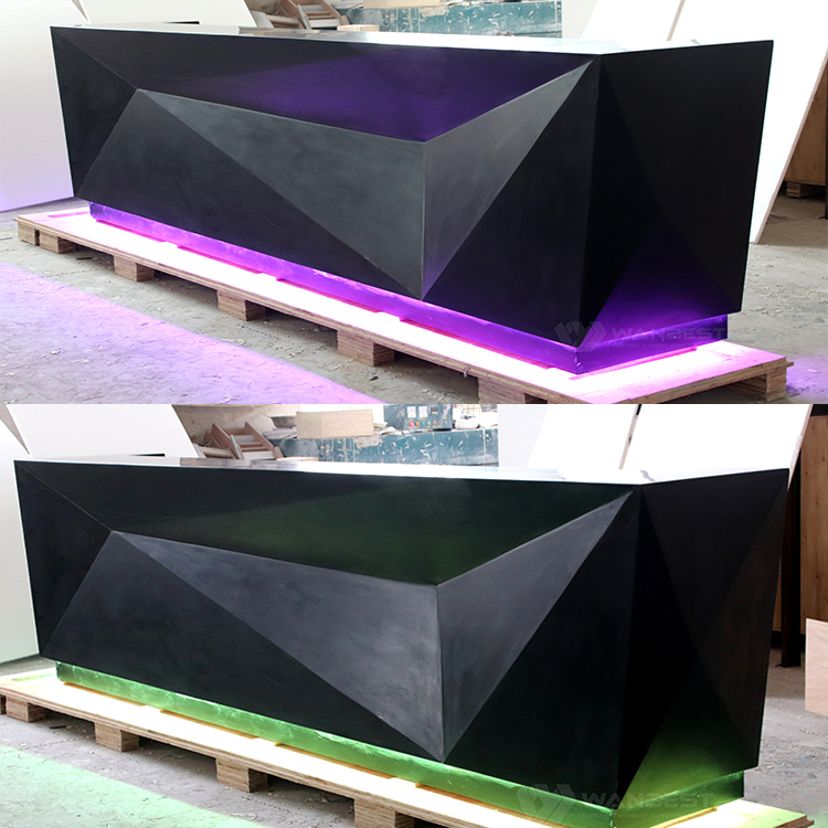 Bar counter with green LED lighting 