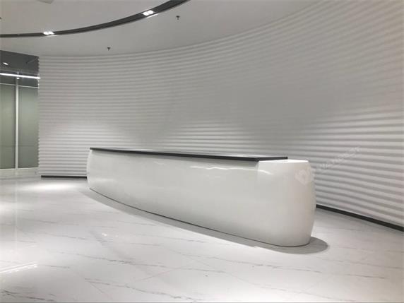 Elliptical straight corian white grey reception desk