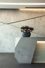 Straight LED lighting corian grey reception furniture counter