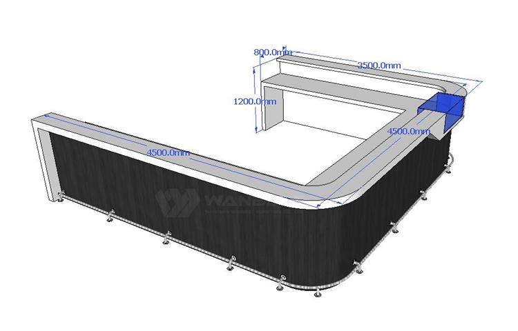 The side 3D drawing of bar counter