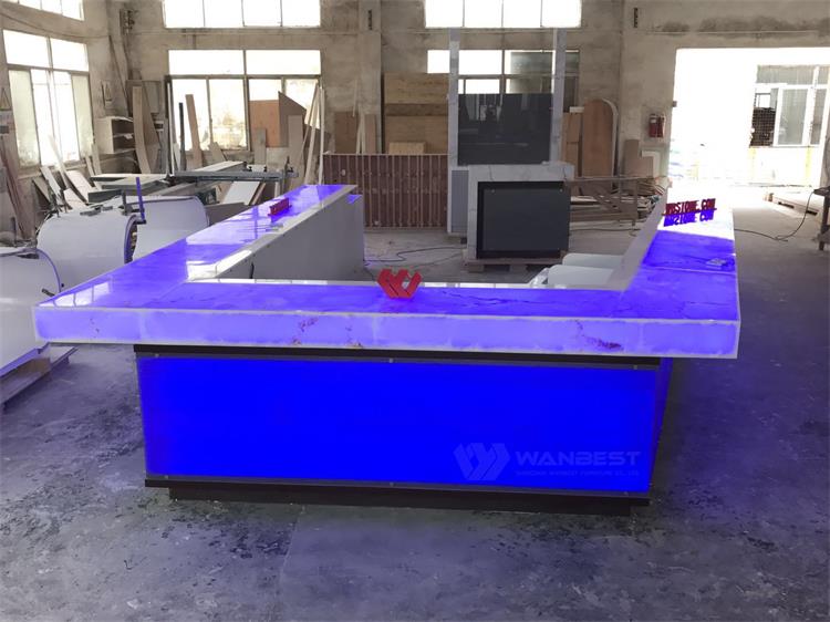 Blue LED lighting artificial stone  bar counter 