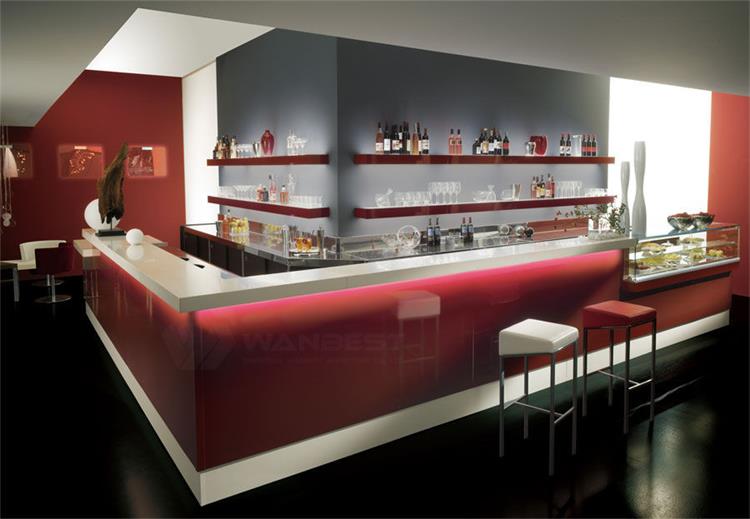 Solid surface red bar counter 