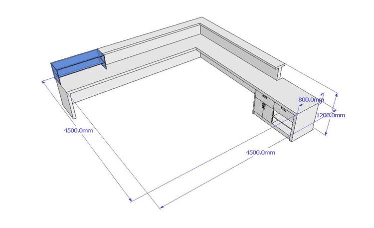The behind of 3D drawing bar counter 