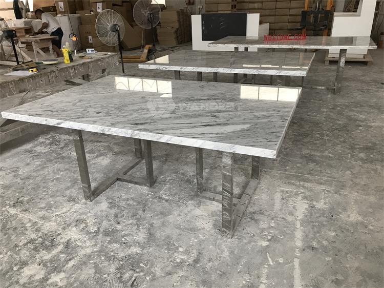 3 marble meeting table with stainless steel