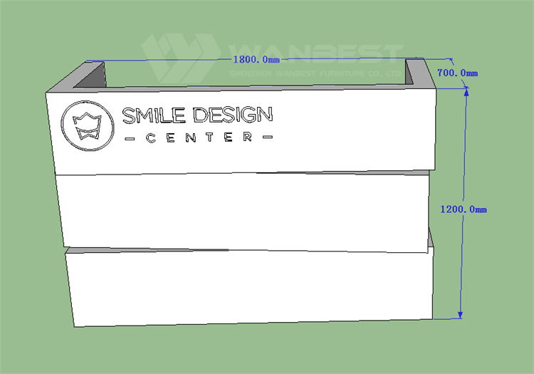 The front of reception desk 3D drawing 