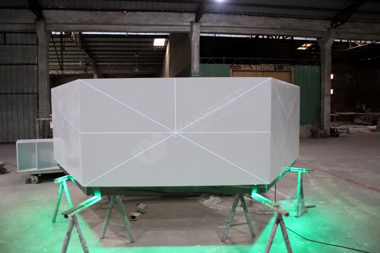 LED lighting large white elegant solid surface reception desk 