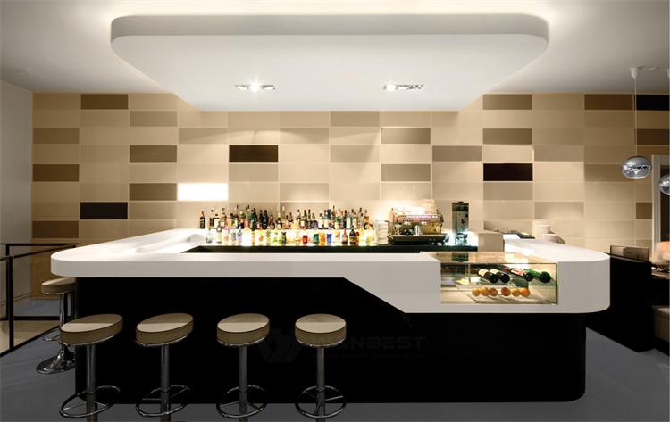 The front of corian bar counter 