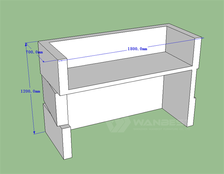 The behind of reception desk  3D drawing 