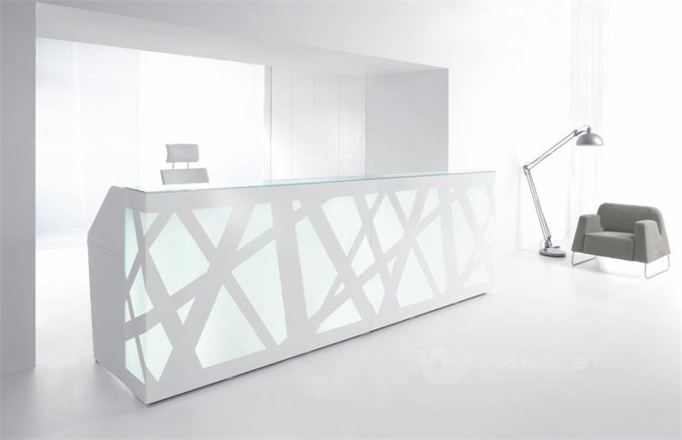 white reception desk 