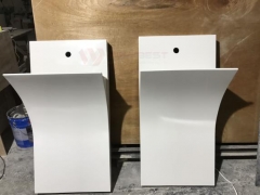 Customized solid surface white bathroom sink with LED