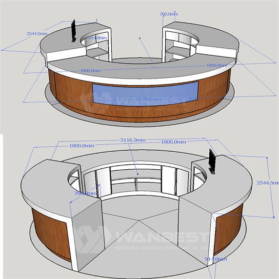 Round Wooden & Solid Surface Reception Desk Furniture