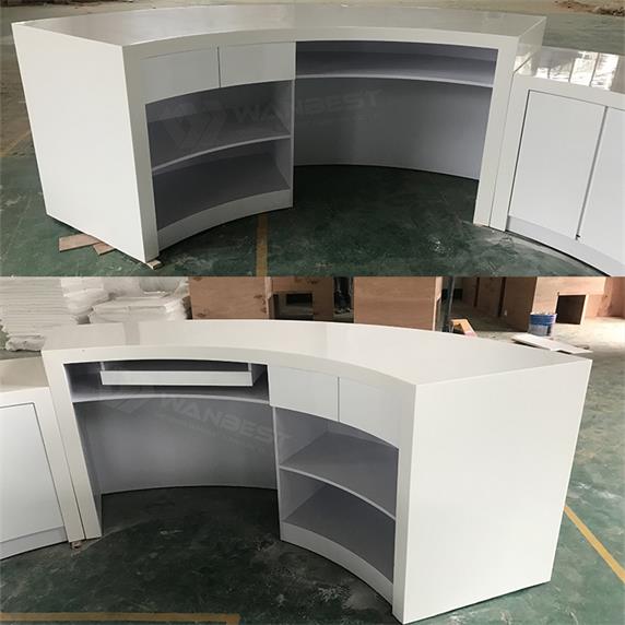 Round Wooden & Solid Surface Reception Desk Furniture