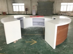 Round Wooden & Solid Surface Reception Desk Furniture