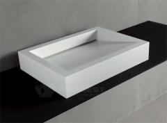 Artificial Marble White Rectangle Special Design Bathroom Sink