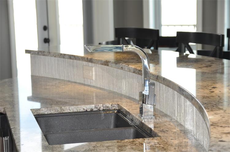 Elegant Solid Surface Kitchen Counter Tops With Two Sinks 