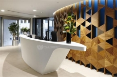 I Shape Artificial Stone White Reception Desk Furniture