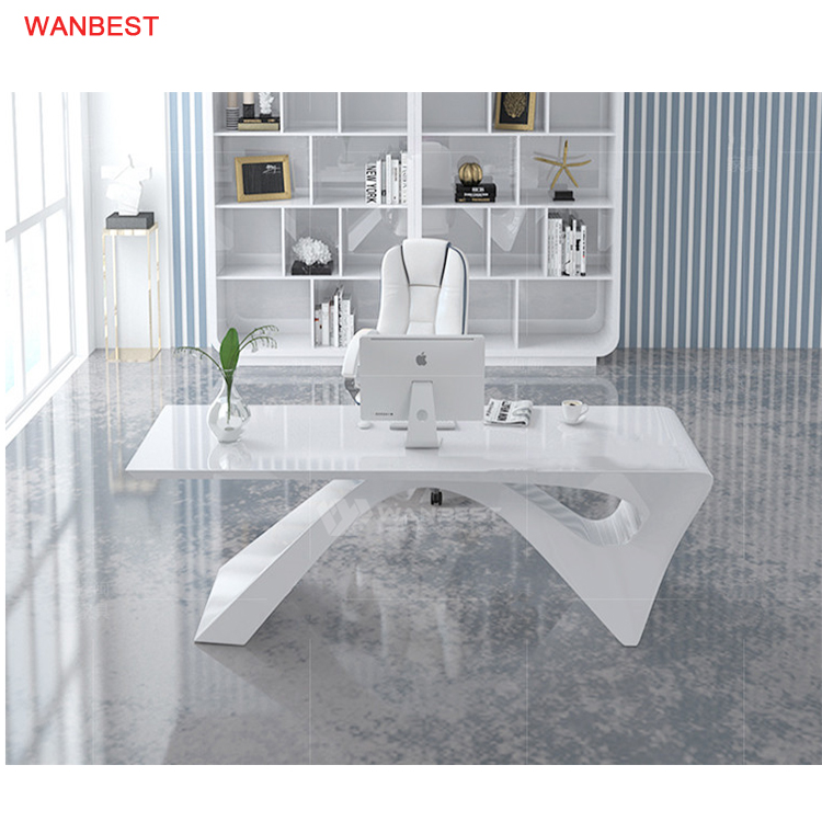 White Health Material Solid Surface Home Modern I Shape Design Office Desk