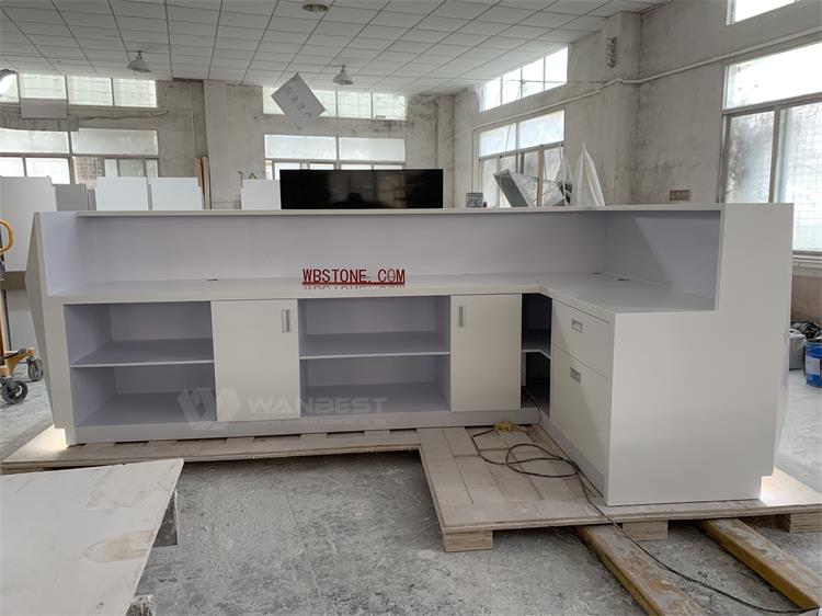 The behind of solid surface front counter 