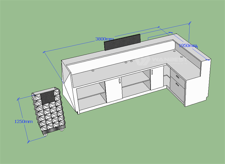 3D drawing behind reception desk 