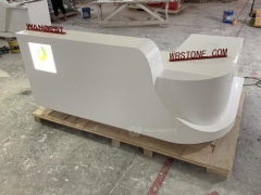 Solid White LED-Lit L-Shaped Reception Desk with Sleek Surface