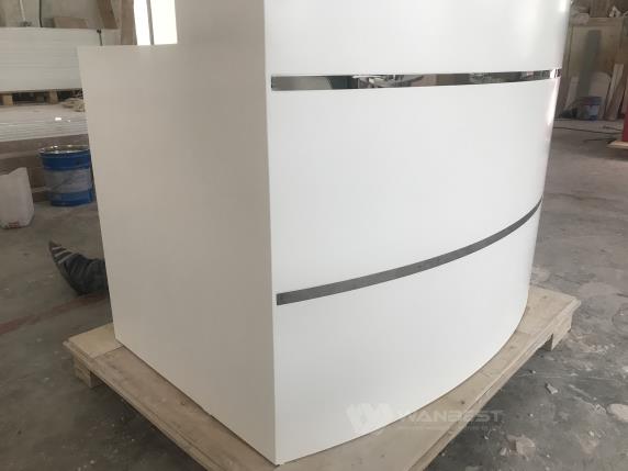 Curved Solid Surface Modern White Durable Reception Desk