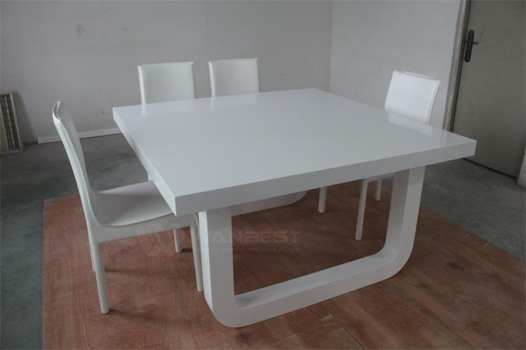 6 people Seats Acrylic Stone White Modern Dining Table