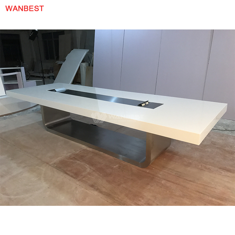 Solid surface top stainless steel leg conference table 