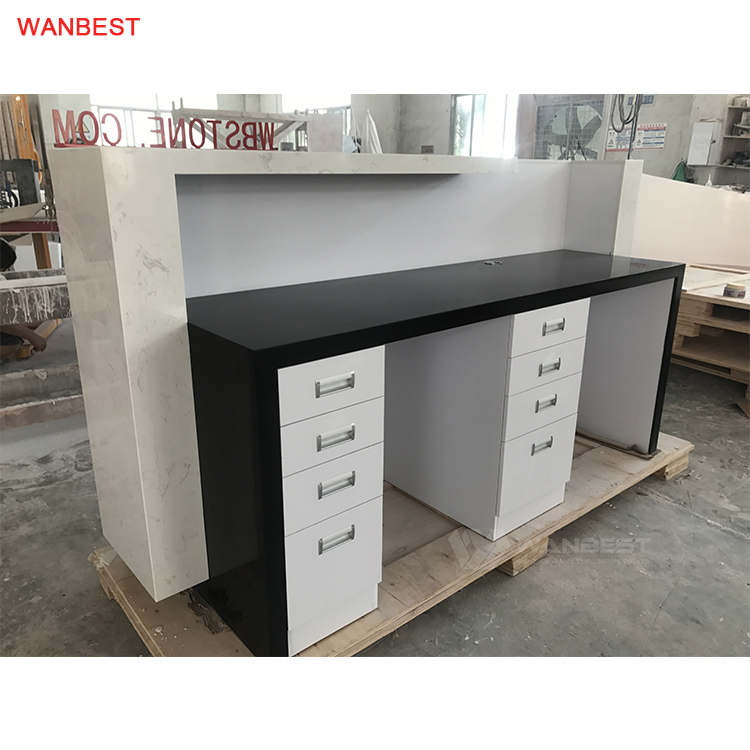 Straight Design Pattern Marble Stone Luxury Reception Desk 