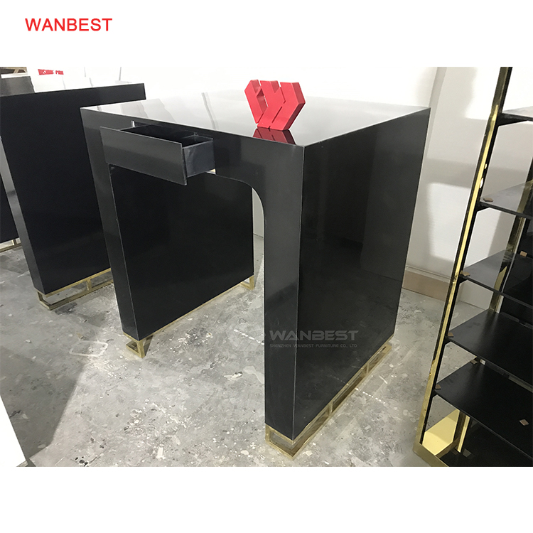 Black high gloss artificial stone office desk 