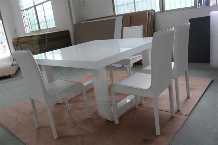 Modern white dining table with chairs 