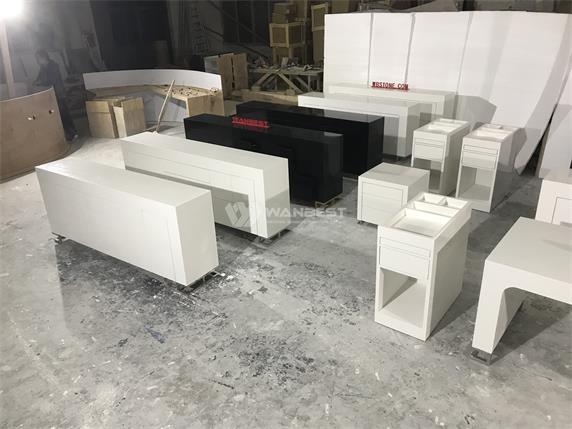 Aritificial Stone White Customized Small Design Commercial Display Counter