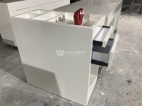 Aritificial Stone White Customized Small Design Commercial Display Counter