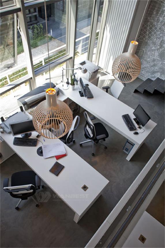 Artificial Stone Simple Generous Design White Company Office Desk Furniture