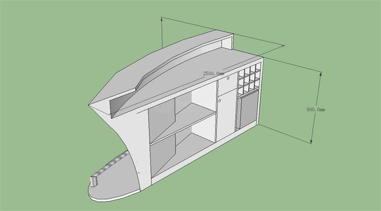 The behind of bar counter 3D drawing 