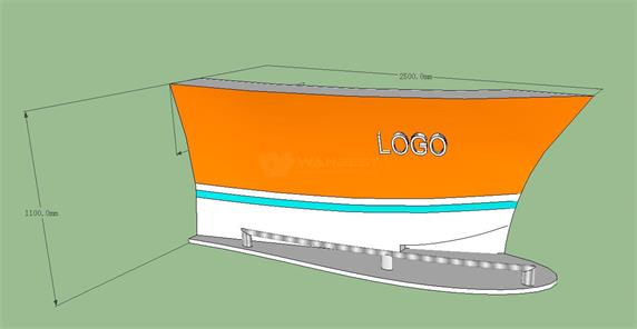 Orange boat shape bar counter custom design with stools