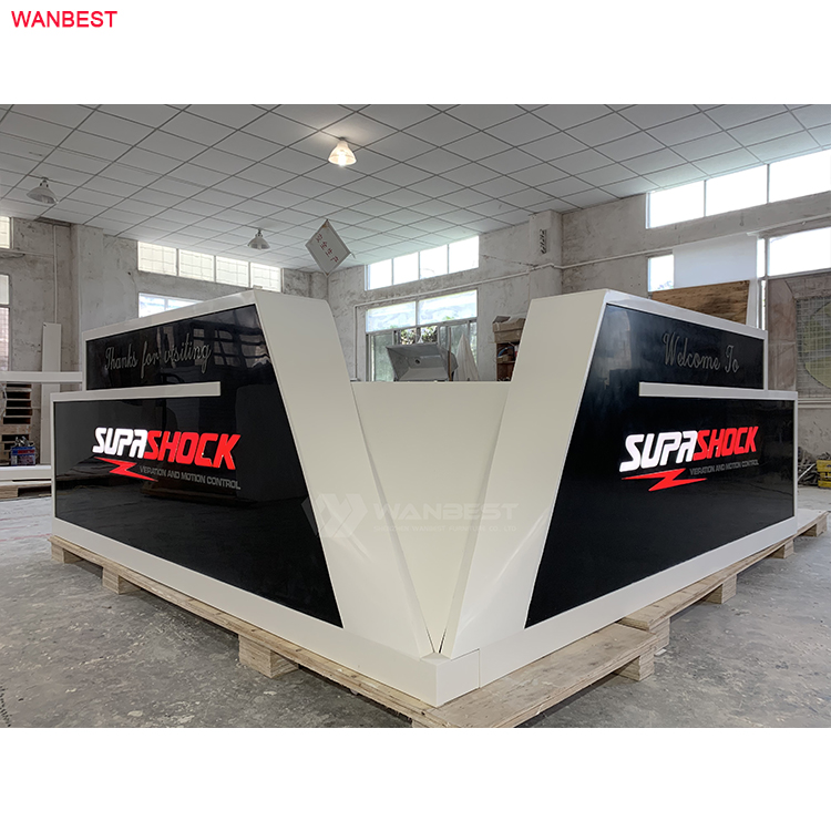 Australia client customized large unique design solid surface reception desk with LOGO