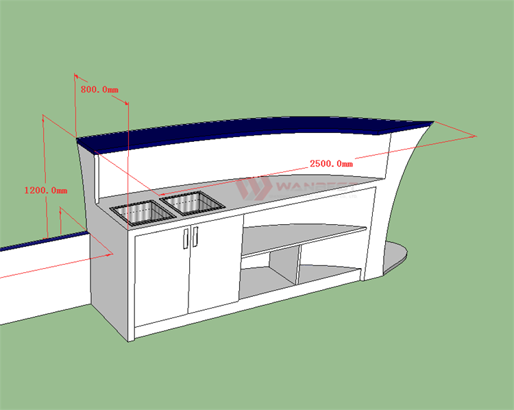 3D drawing luxury design bar counter