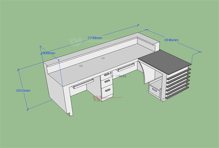 The behind of reception desk 3D drawing 