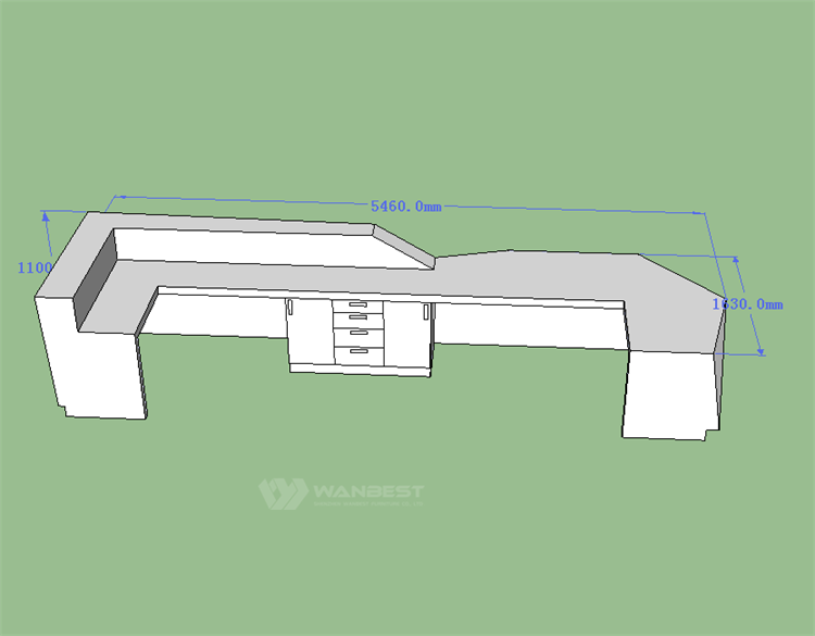 Acrylic solid surface 3Ddrawing front counter 