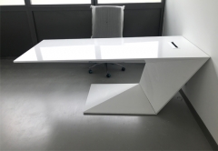 Z shape white corian artificial stone office desk