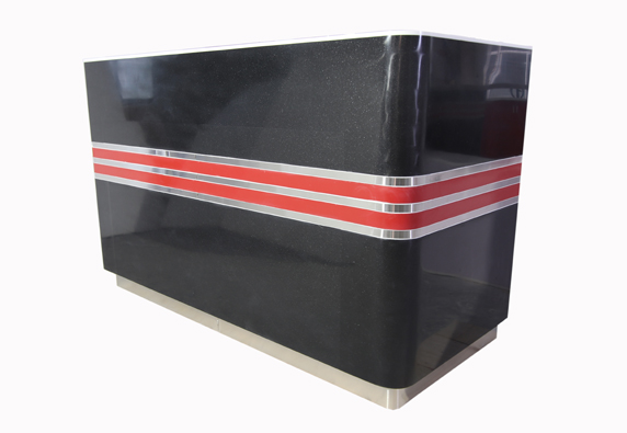 Black marble with red reception front business desk