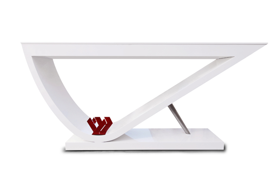 V shape custom office exhibition desk furniture