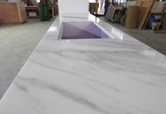 Kitchen back cabinet and counter top natural marble tops
